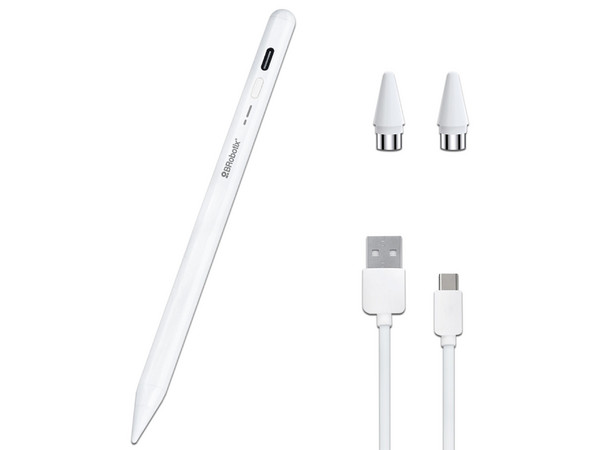 Pluma Stylus BRobotix, Sistema magnético, USB-C, 2 repuestos. Color Blanco.