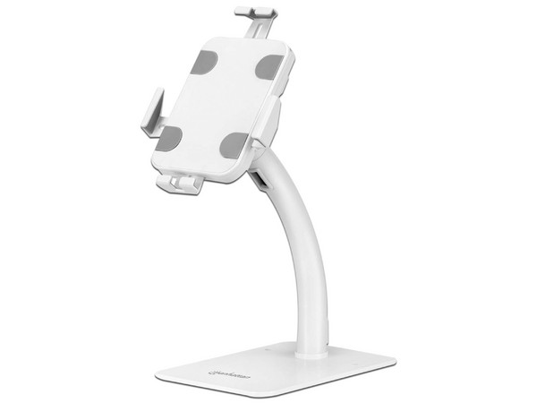 Soporte de Escritorio Manhattan para Tablet, Antirrobo. Color Blanco.