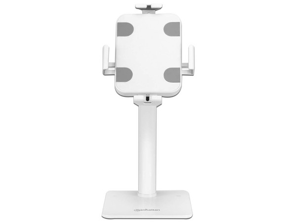 Soporte de Escritorio Manhattan para Tablet, Antirrobo. Color Blanco.
