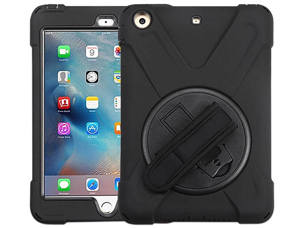 Funda MYBAT Cover para iPad Mini 4, 3 y 2, Uso Rudo, Soporte Integrado, 3 Capas de Protección, Banda 360, Color Negro.