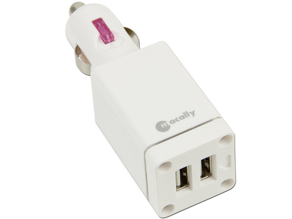 Cargador de Automovil Macally para iPad con doble puerto USB.
