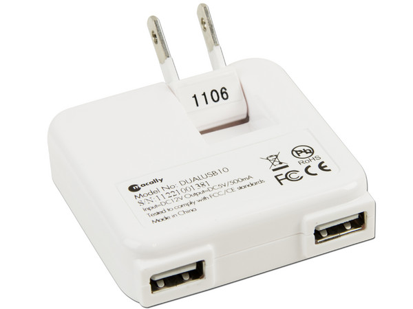 Cargador de Pared Macally para iPad con doble puerto USB.