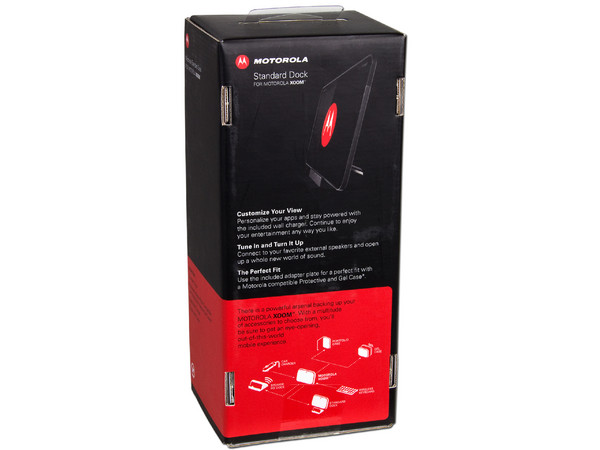 Base dock estándar para el Xoom de Motorola con cargador y salida de audio. 