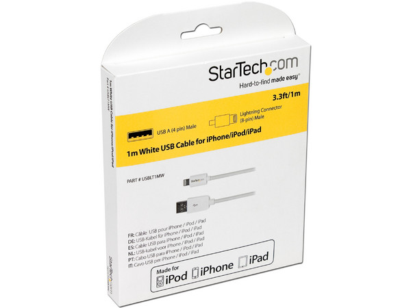 Cable StarTech de Lightning de 8 pin a USB para carga y sincronización, 1m.