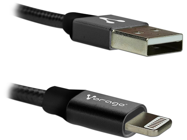 Cable Lightning de 8 Pin a USB A 2.0 para iPod, iPhone y iPad, 1m. Color Negro.