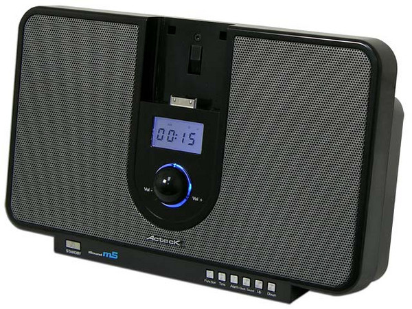 Bocinas para iPod Acteck con Radio AM/FM, 60 Watts PMPO, Color Negras