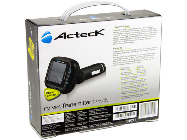Transmisor de FM para Automóvil Acteck Transbit T600, Compatible con tarjetas SD, USB y 2.5mm incluye control remoto.