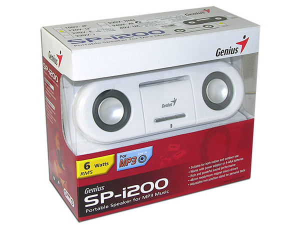 Bocinas Portátiles Genius SP-i200 para MP3 Players, 6 Watts RMS, Color Blanco