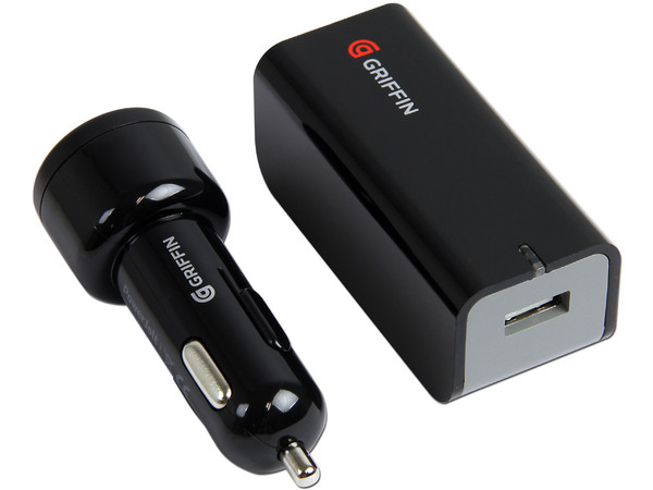 PowerDuo Griffin combina el cargador AC de PowerBlock y el cargador de coche PowerJolt con 2 amp, carga tu iPad, iPhone o iPod