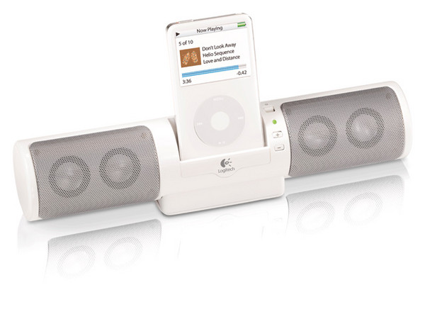 Bocinas portátiles Logitech mm32 para iPod, Color Blancas