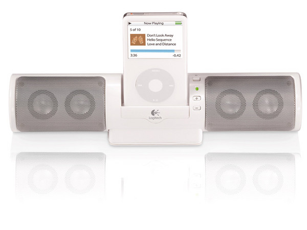 Bocinas portátiles Logitech mm32 para iPod, Color Blancas