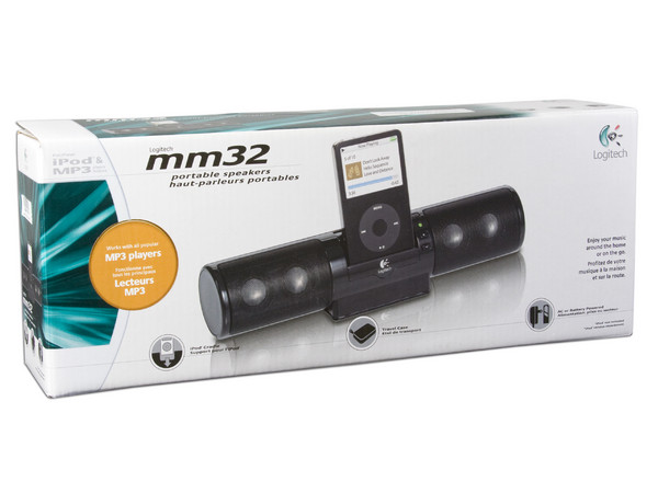 Bocinas Portátiles Logitech mm32 para iPod. Color Negras