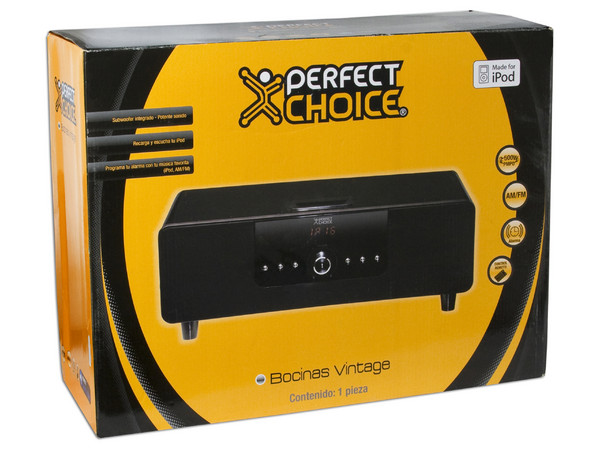 Bocinas Perfect Choice Vintage con Radio AM/FM, 2500 Watts PMPO para iPod 