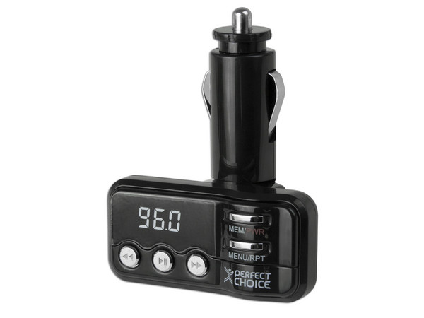 Transmisor de FM para Automóvil Perfectchoice F-Music con entrada USB y 3.5mm incluye Control Remoto