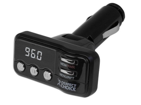 Transmisor de FM para Automóvil Perfectchoice F-Music con entrada USB y 3.5mm incluye Control Remoto
