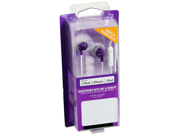 Audífonos con Micrófono Sony DR-EX12IP compatible con iPod, iPhone y iPad, habla con la mayor comodidad o escucha música con mucho estilo, respuesta de frecuencia a 23,000Hz. 