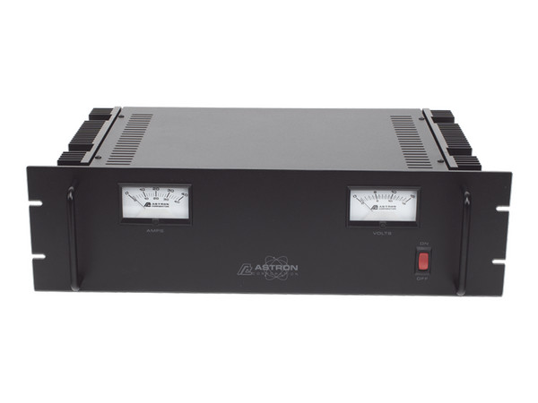 Fuente de poder ASTRON RM-35MBB, 13.8Vcd, 35A, Lineal regulada con circuito cargador de baterías, Ideal para instalación en Rack.