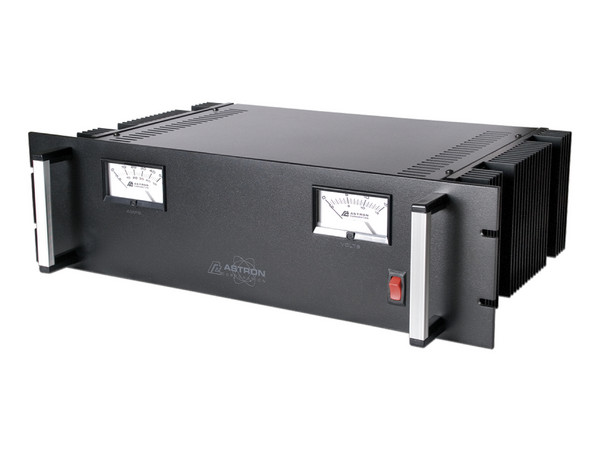 Fuente de poder ASTRON RM-35MBB, 13.8Vcd, 35A, Lineal regulada con circuito cargador de baterías, Ideal para instalación en Rack.