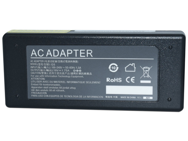 Adaptador de Corriente Alter EK-G5 para Equipos Asus, 19V, 1.75A. Color Negro.