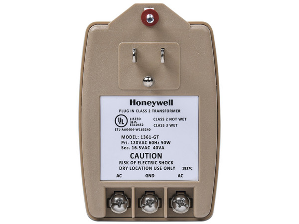 Transformador Honeywell 1361-GT, Compatible para Paneles de Alarma, 16.5VCA / 40VA.