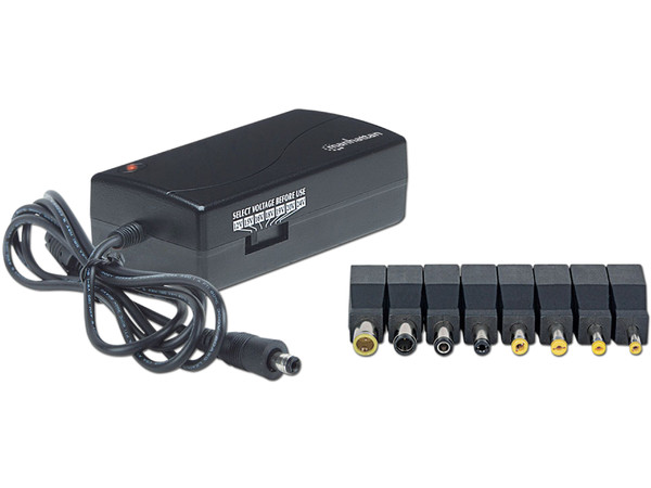 Adaptador de Corriente Universal de 70W con puntas intercambiables.