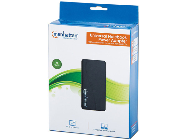 Adaptador de Corriente Universal de 70W con puntas intercambiables.