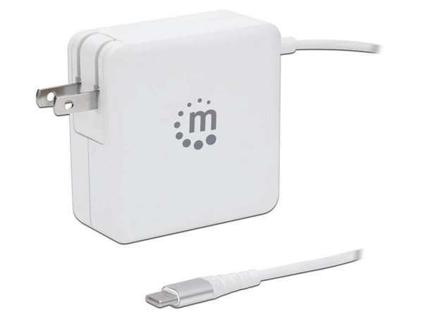 Cargador de energía USB Tipo C Manhattan 180245, 60W, . Color Blanco.
