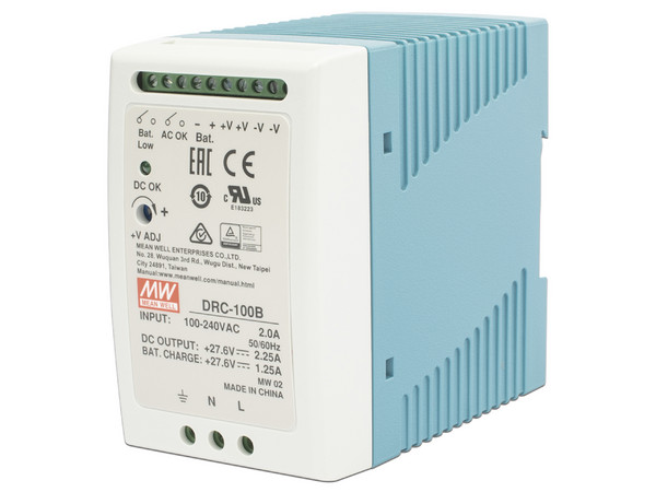 Fuente de poder MEAN WELL de 24V, 100W con Cargador de Batería.