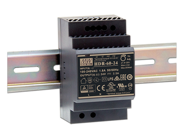 Fuente de Poder Industrial Mean Well, 60 W de Potencia, Entrada 100-240 Vca, Salida 24 Vcc, 2.5 A