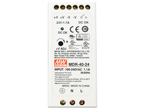 Fuente de poder Industrial Mean Well Riel Din 24Vcc, 40W.