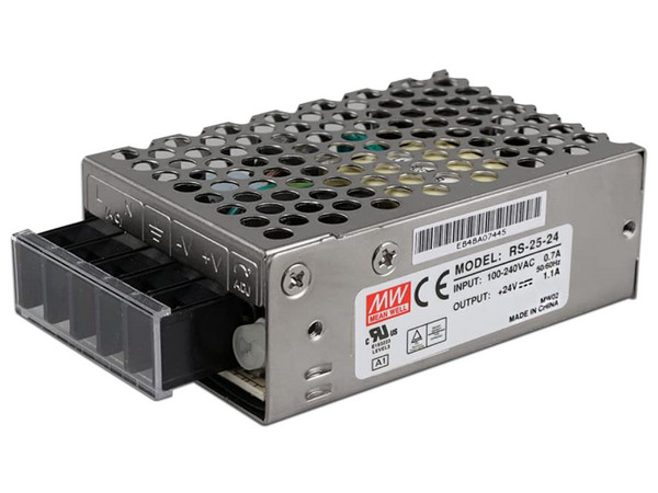 Fuente de Poder Industrial Conmutada Mean Well RS-25-24 de 24Vcd, 25W, 1.1A.