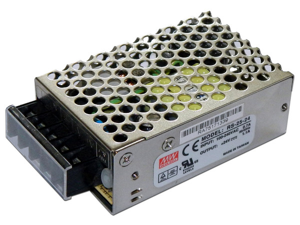 Fuente de Poder Industrial Conmutada Mean Well RS-25-24 de 24Vcd, 25W, 1.1A.