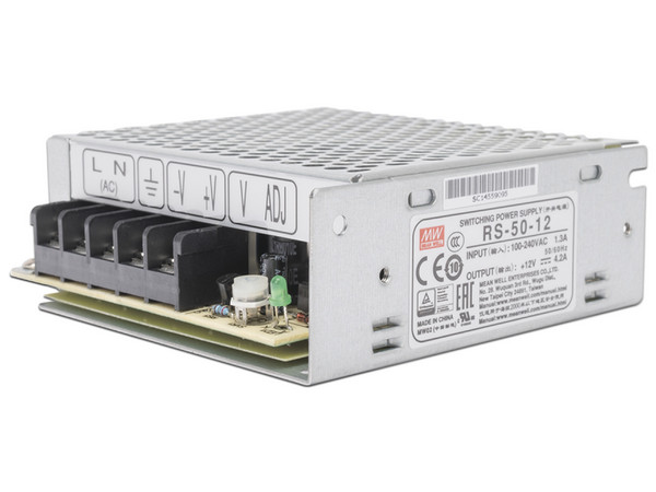 Fuente de Poder Industrial Mean Well Conmutada 50W de Potencia, 12Vcc, 4.2A.