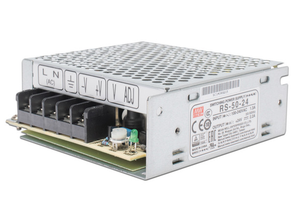 Fuente de Poder Industrial Conmutada Mean Well RS-50-24 de 50W, 24Vcd, 2.2A.