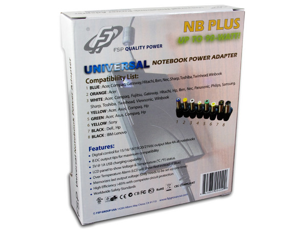 NB PLUS Adaptador de Corriente Universal con cargador USB y puntas intercambiables para Laptop