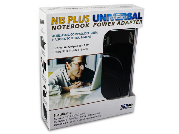 NB PLUS Adaptador de Corriente Universal con cargador USB y puntas intercambiables para Laptop