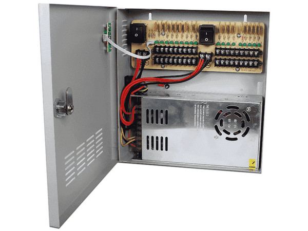 Fuente de Poder SAXXON PSU1230D18, 12V CD, 30 Amperes, Distribuidor para 18 cámaras, 1.65 Amperes, Certificacion UL.