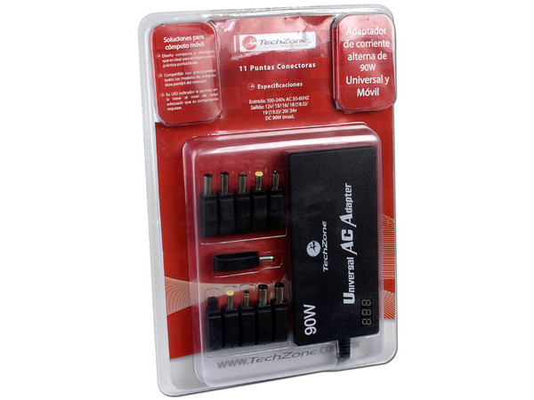 Adaptador de Corriente Universal de 90W con 11 puntas intercambiables.   