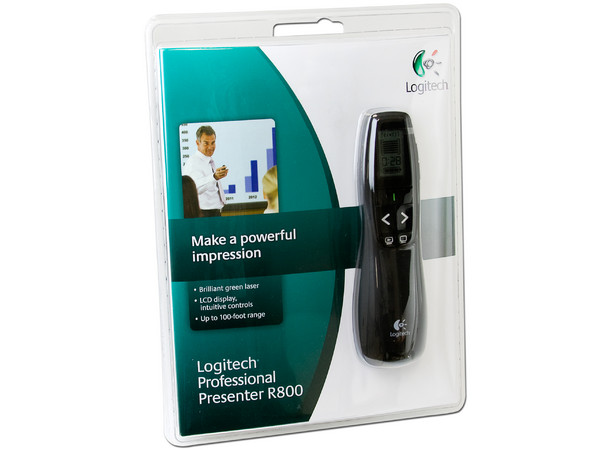 Presentador Inalámbrico Logitech R800 con Pantalla LCD y puntero Láser Verde