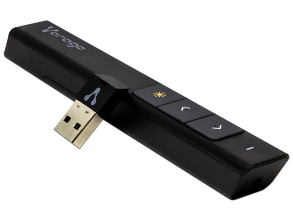 Presentador Laser Vorago Slim 300 con Apuntador, hasta 30m, USB.