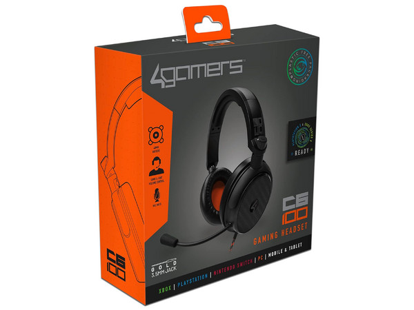 Audífonos Gamer 4Gamers C6-100-4G, Alámbrico, 3.5mm. Color Negro/Naranja