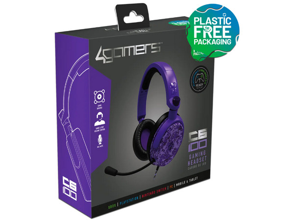 Audífonos Gamer con Micrófono 4Gamers C6-100, 3.5mm. Color Morado.