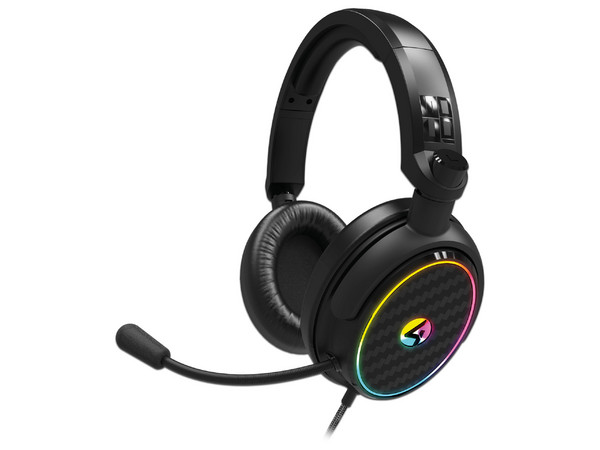 Audífonos Gamer 4Gamers C6-100, Compatible con Xbox y PS5, Iluminación LED, Color Negro.