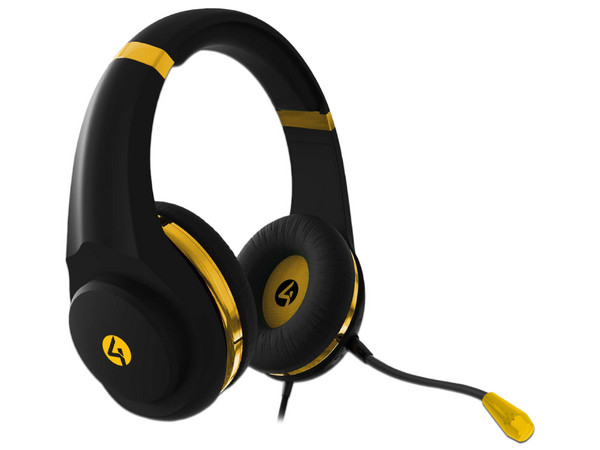 Audífonos Gamer con micrófono 4Gamers, 3.5mm, Color Negro/dorado.