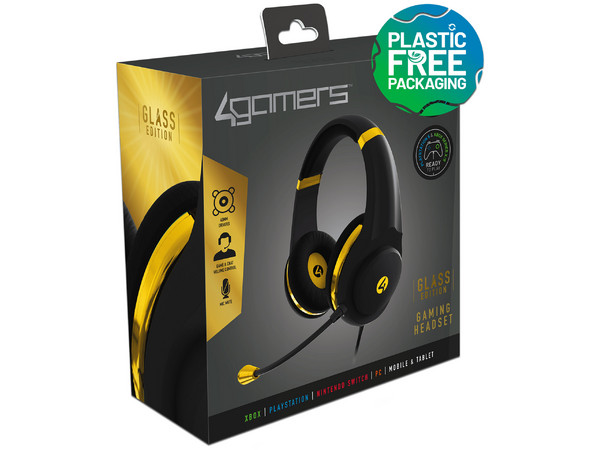 Audífonos Gamer con micrófono 4Gamers, 3.5mm, Color Negro/dorado.