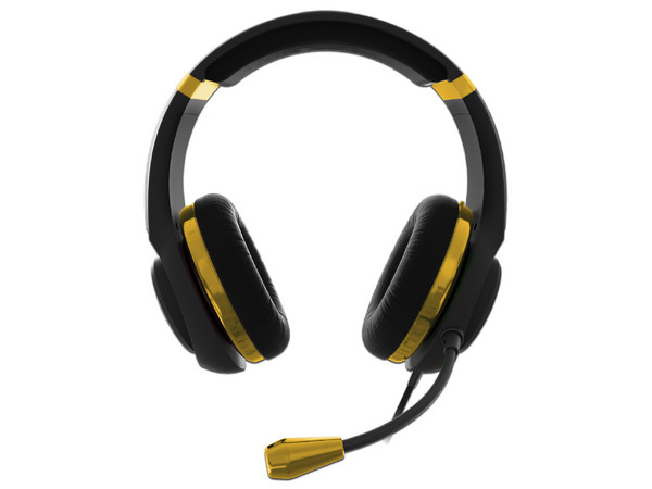 Audífonos Gamer con micrófono 4Gamers, 3.5mm, Color Negro/dorado.
