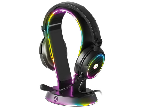 Audífonos Gamer 4Gamers XP-RGB-HSB-4G, Respuesta de Frecuencia de 20Hz - 20kHz, Iluminación LED, 3.5mm, Color Negro, Incluye Soporte para Audífonos.