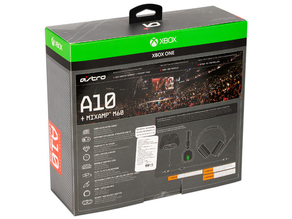 Audífonos con micrófono Astro A10 Plus + Mixamp M60 para Xbox One, Respuesta de frecuencia 20Hz-20000Hz, 3.5mm. Color Negro/Verde.