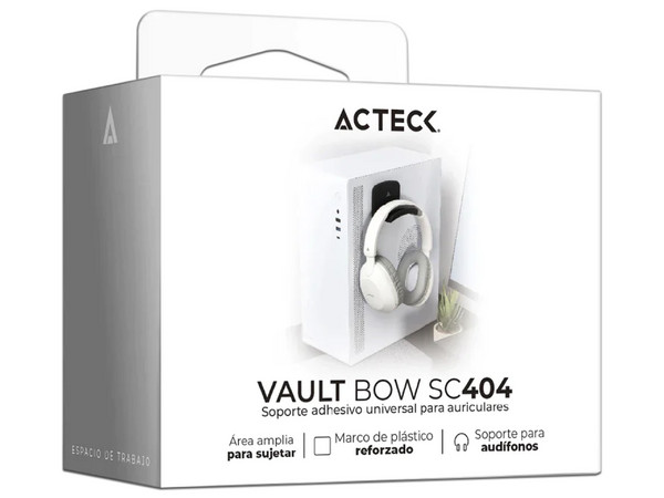 Soporte para Audífonos Acteck Vault Bow SC404, Adhesivo 3M. Color Negro.