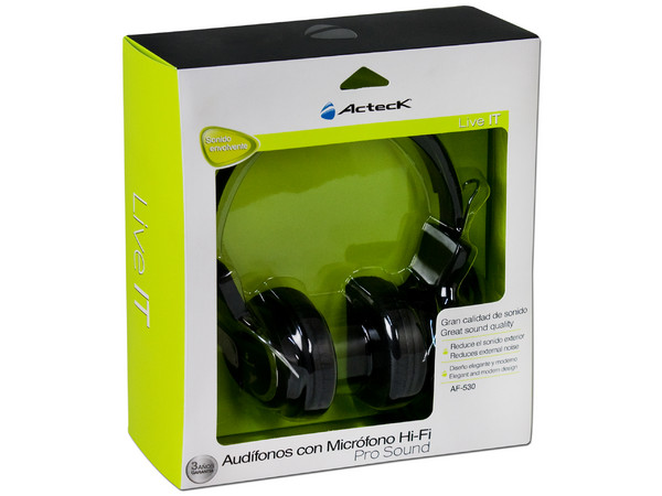 Audífonos con micrófono Acteck Pro Sound AF-530.